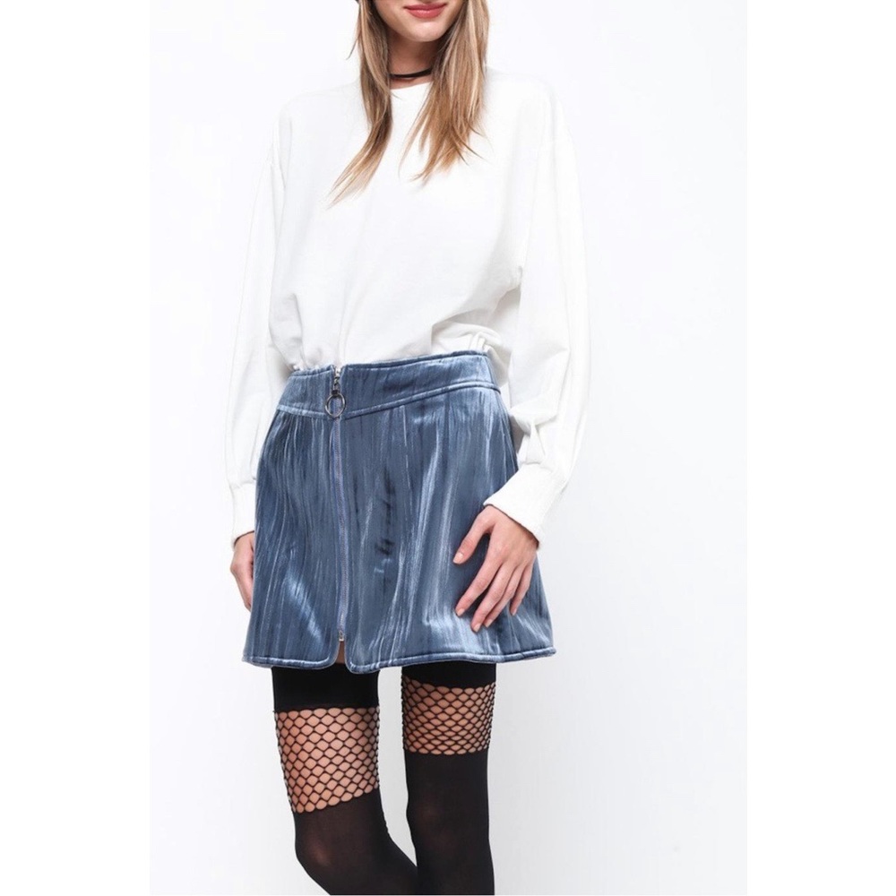 Very J 'Zippin' Velour Velvet Zip Up Skirt